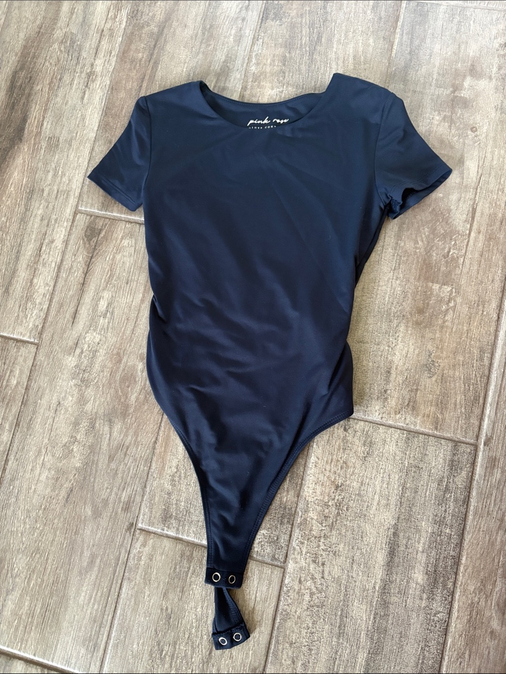 Navy Short Sleeve Bodysuit with Snap Closure